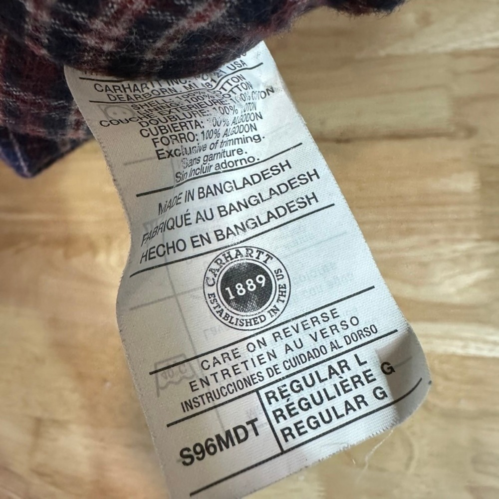 Carhartt S96 MDT Mens Midnight Blue Canvas Shirt Jacket Large Flannel Lined Snap - Picture 5 of 11